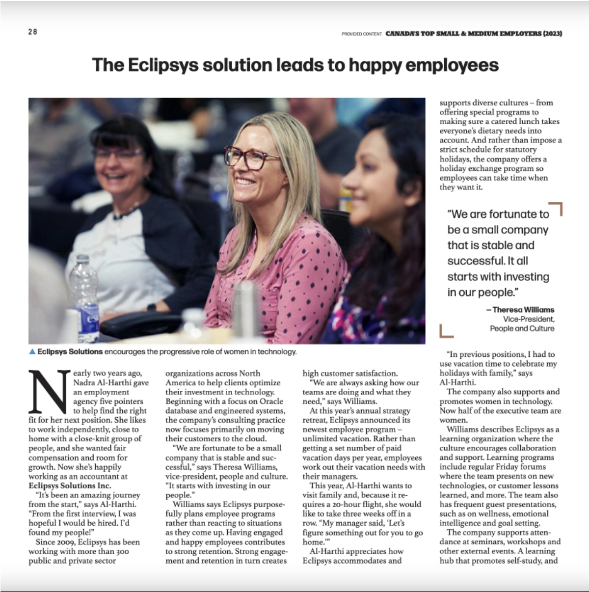 Eclipsys SME Top Employer Magazine Spread 1